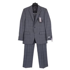 Michael Kors Mens Classic Fit 2 Piece Suit 36R 30x32 Grey Blue Plaid Wool NWT